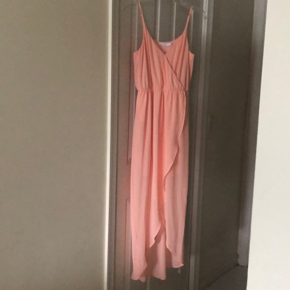 Hi-low peach chiffon dress